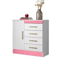 Conjunto Quarto Guarda Roupa E Comoda Arezzo Branco Rosa - 3