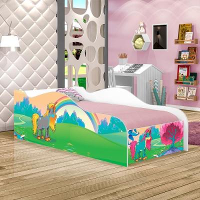 Cama Carro Fun Adesivada Unicórnio Feliz Solteiro