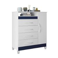 Cômoda Reyna Branco Rosa Titanium Azul 4 Gavetas - 9