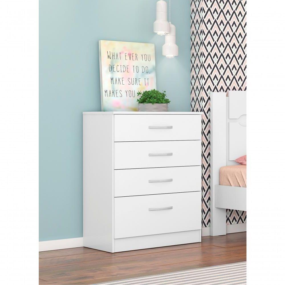 Conjunto Quarto Guarda Roupa E Comoda Forggia Branco - 3