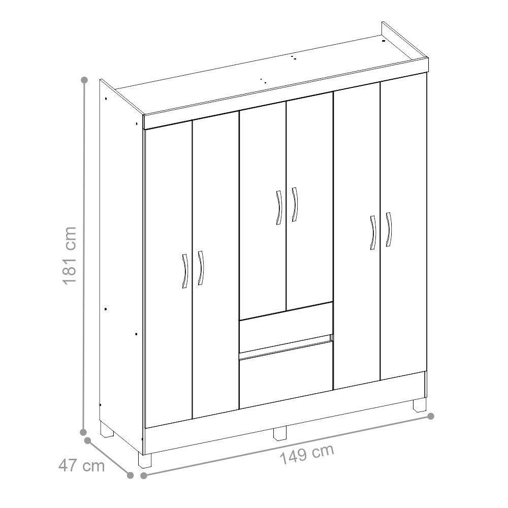 Conjunto Quarto Guarda Roupa E Comoda Forggia Branco - 4