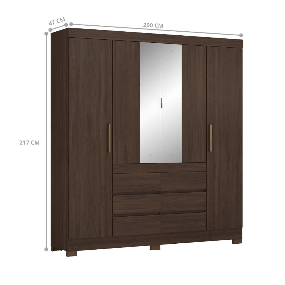 Conjunto Guarda Roupa 4 Portas E Sapateira Lira Cafe Touch - 4