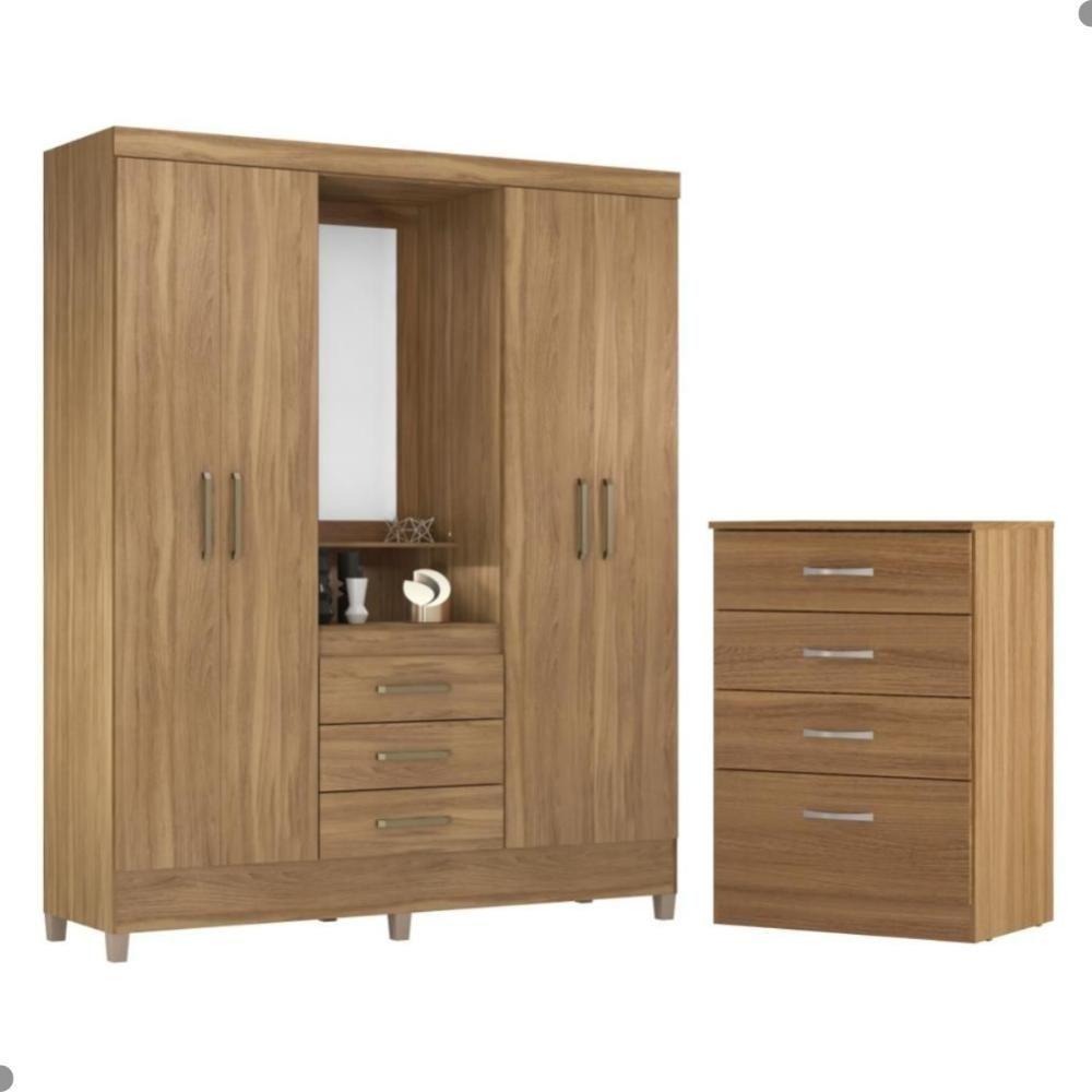 Conjunto Quarto Guarda Roupa E Comoda Ravenna Amendola - 1