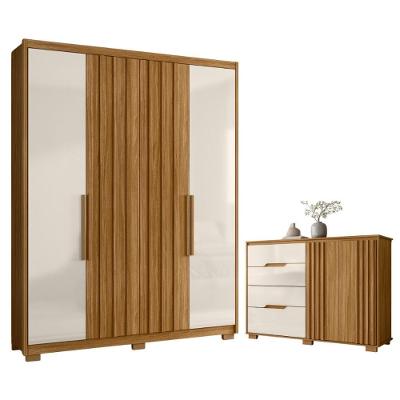 Guarda Roupa E Cômoda Dubai Ripado Frejió Off White