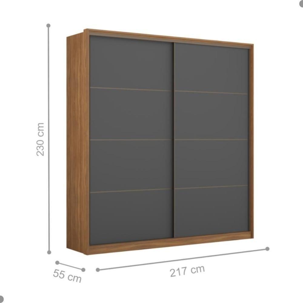 Conjunto Quarto Guarda Roupa E Comoda Napolis Amendola Grafito - 2