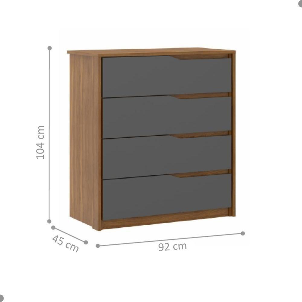 Conjunto Quarto Guarda Roupa E Comoda Napolis Amendola Grafito - 3