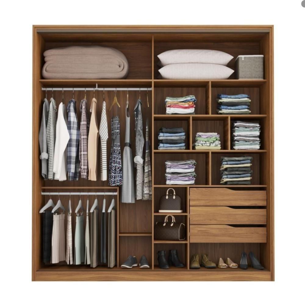 Conjunto Quarto Guarda Roupa E Comoda Napolis Amendola Grafito - 4