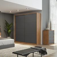 Conjunto Quarto Guarda Roupa E Comoda Napolis Amendola Grafito - 5