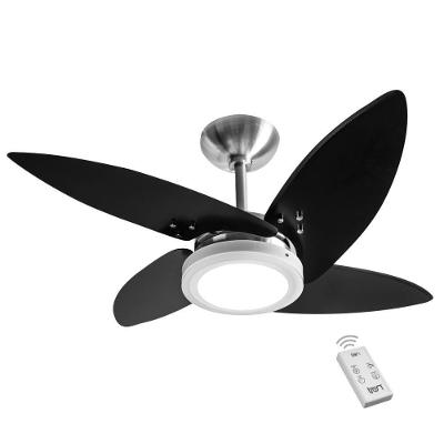 Ventilador de Teto Casa H 130W 100cm 4 Pás Preto Roma Escovado LED 110V