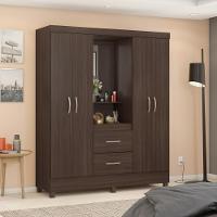 Conjunto Guarda Roupa 4 Portas E Cabeceira Lorena Cafe Touch - 1