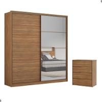 Conjunto Quarto Guarda Roupa Com Espelho E Comoda Napolis Amendola - 1