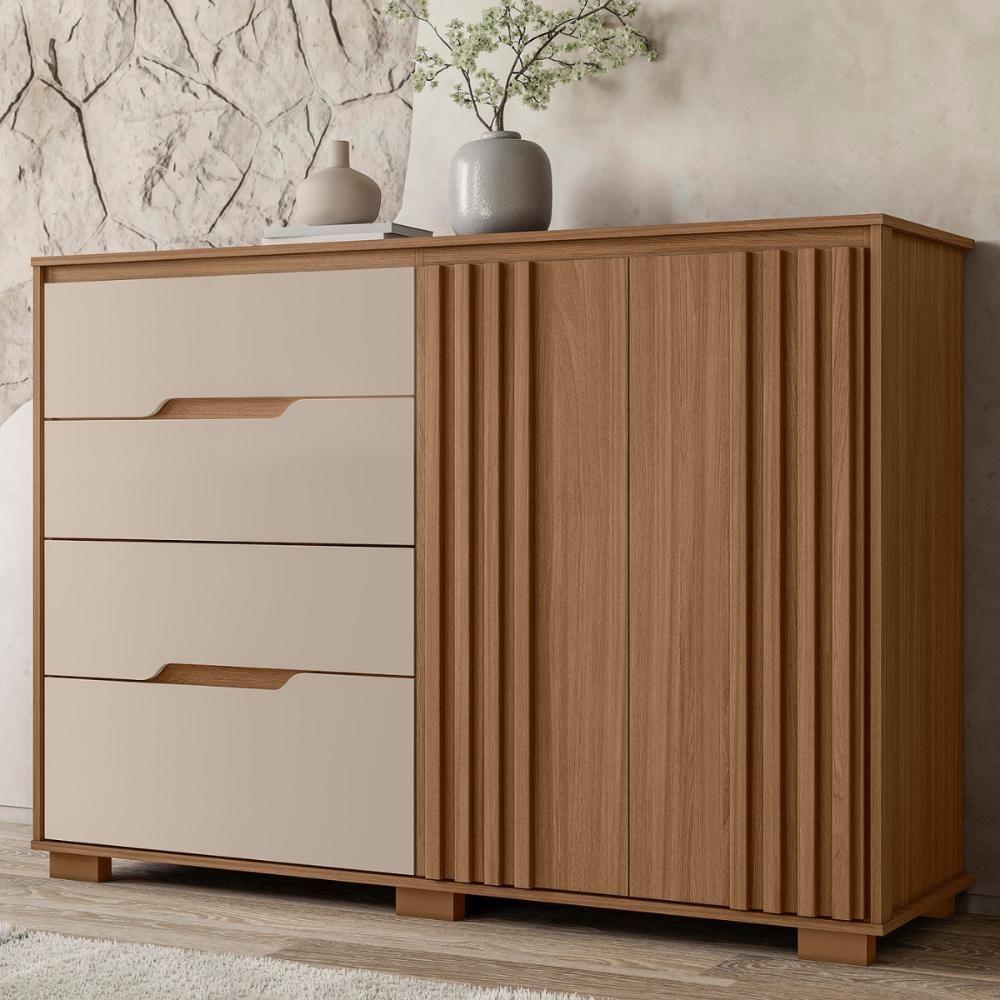 Conjunto Guarda Roupa Espelho E Comoda Bianca Carvalho Fendi - 2