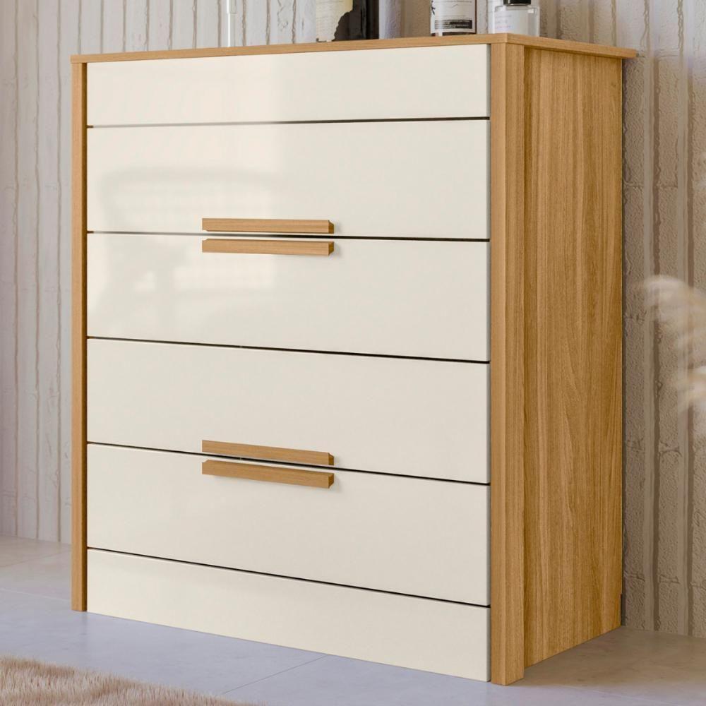 Conjunto Guarda Roupa E Comoda Caribe Freijo Off White - 2