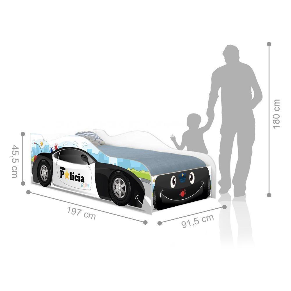 Cama Carro Polícia Baby Kids Solteiro Com Colchão - 2