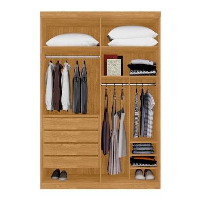 Guarda Roupa Solteiro Carimã 4 Portas de Bater 4 Gavetas Naturalle MDF com Espelho