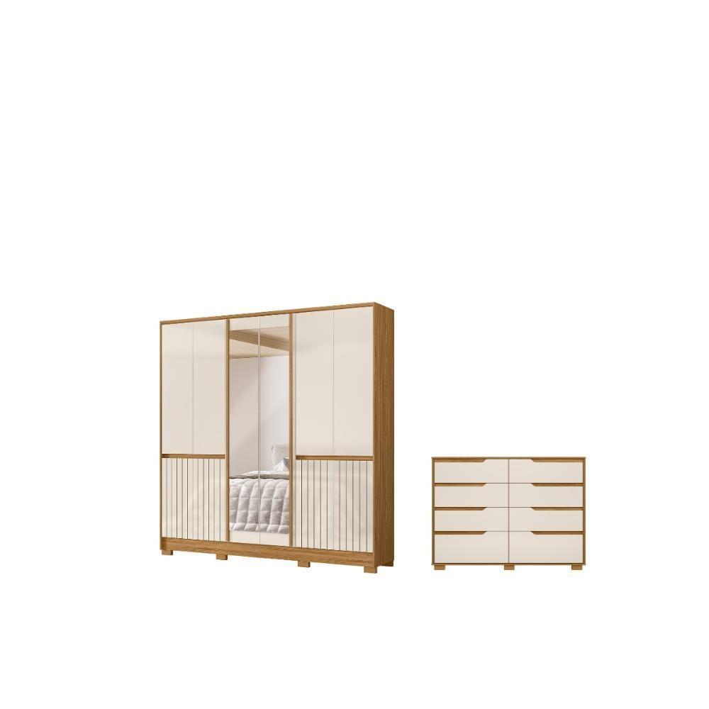 Conjunto Guarda Roupae Comoda Maunee Freijo Off White - 3