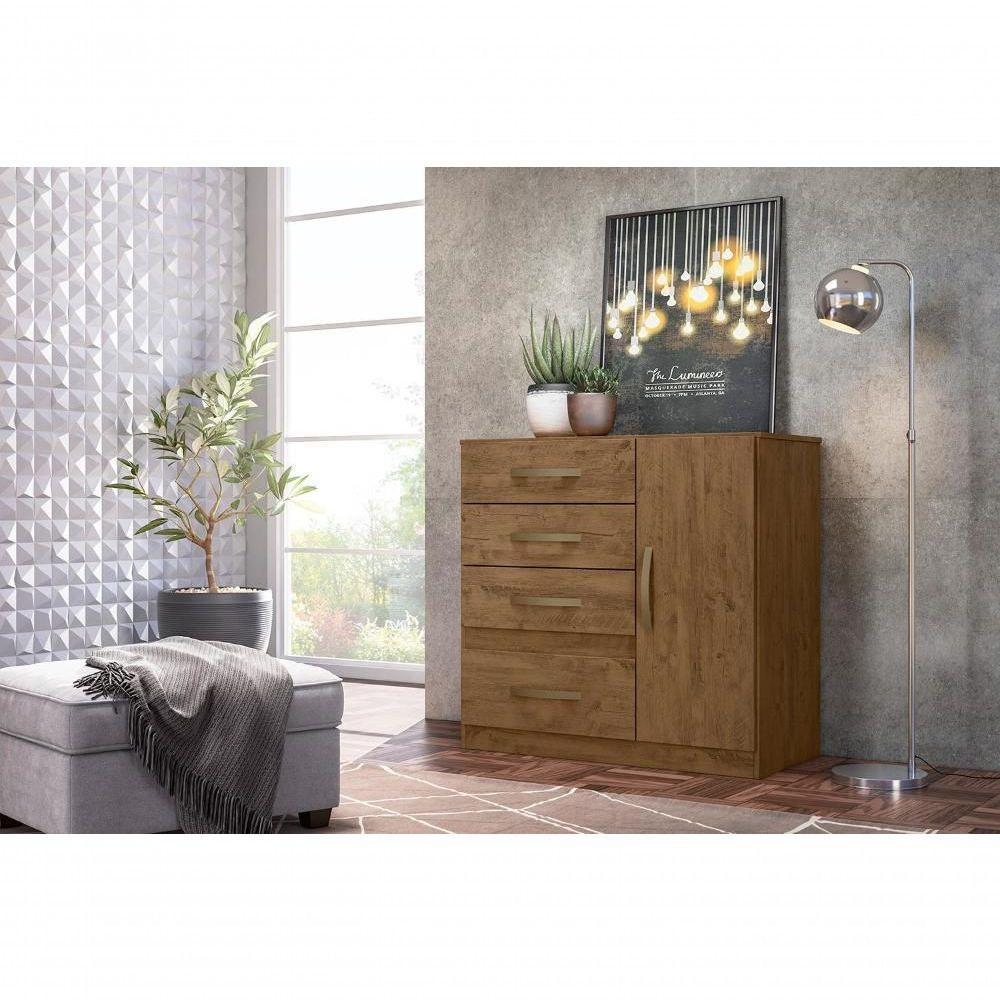 Conjunto Guarda Roupa Com Espelho E Cômoda Seicheles Castanho Wood - 8