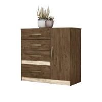 Conjunto Guarda Roupa Com Espelho E Cômoda Seicheles Castanho Wood - 5