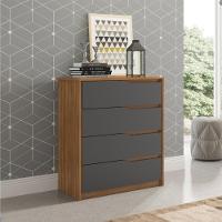 Conjunto Quarto Guarda Roupa Com Espelho E Comoda Napolis Amendola Grafito - 6