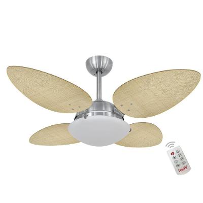 Ventilador de Teto Casa H 105cm 4 Pás 3 Velocidades Branco Palmae Natural 220V