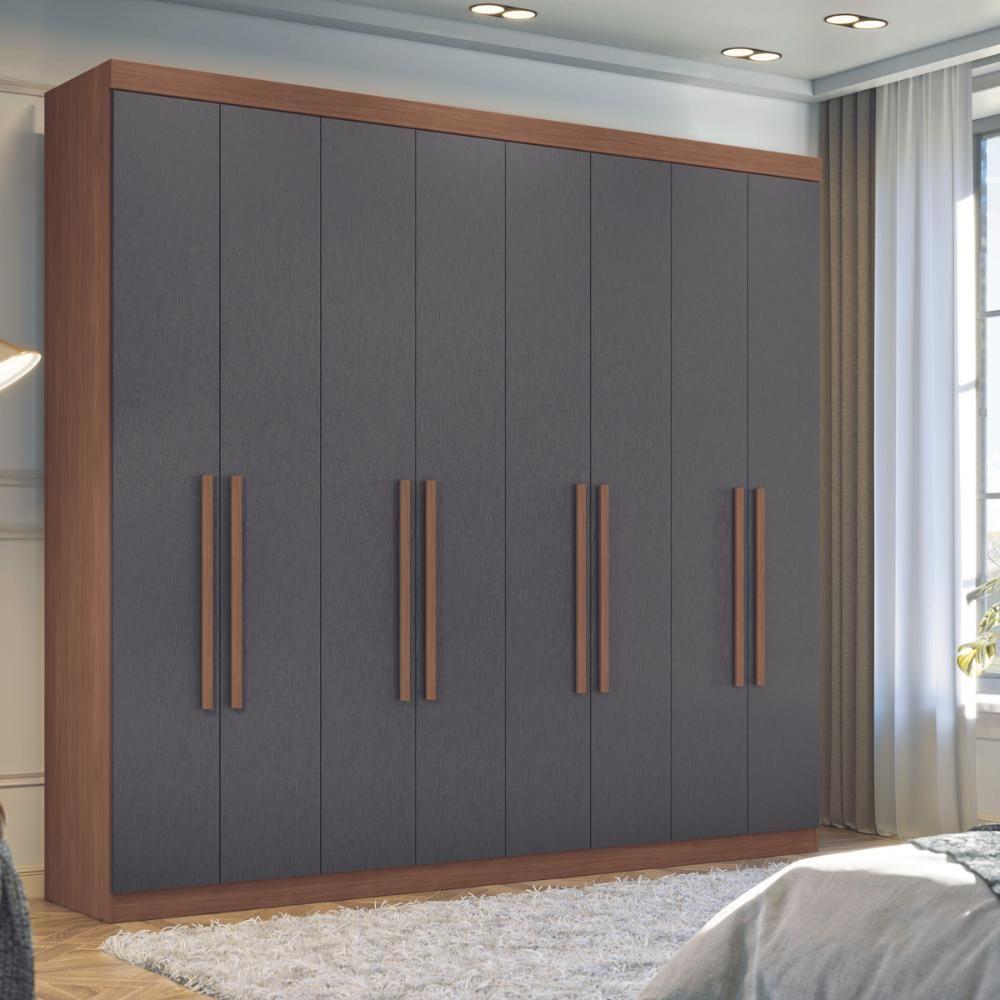 Guarda Roupa Casal 8 Portas 4 Gavetas Paris Jatobá Grafite - 4