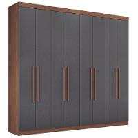 Guarda Roupa Casal 8 Portas 4 Gavetas Paris Jatobá Grafite - 1