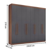 Guarda Roupa Casal 8 Portas 4 Gavetas Paris Jatobá Grafite - 2