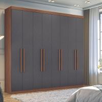 Guarda Roupa Casal 8 Portas 4 Gavetas Paris Jatobá Grafite - 4