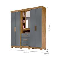 Guarda Roupa 5 Portas Milford Com Espelho Freijó Cinza - 2