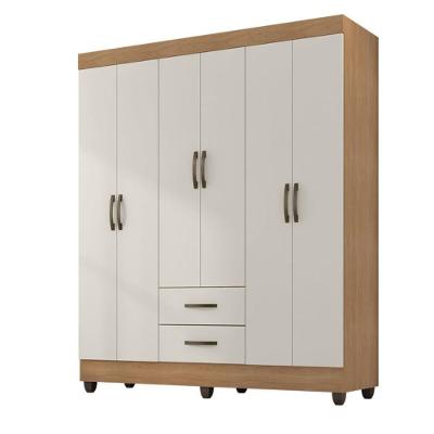 Guarda Roupa Casal Guararapes 6 Portas 2 Gavetas Nature-Off White MDP