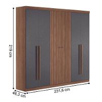 Guarda Roupa Casal Com Espelho 6 Portas Sitra Jatobá Grafite - 3