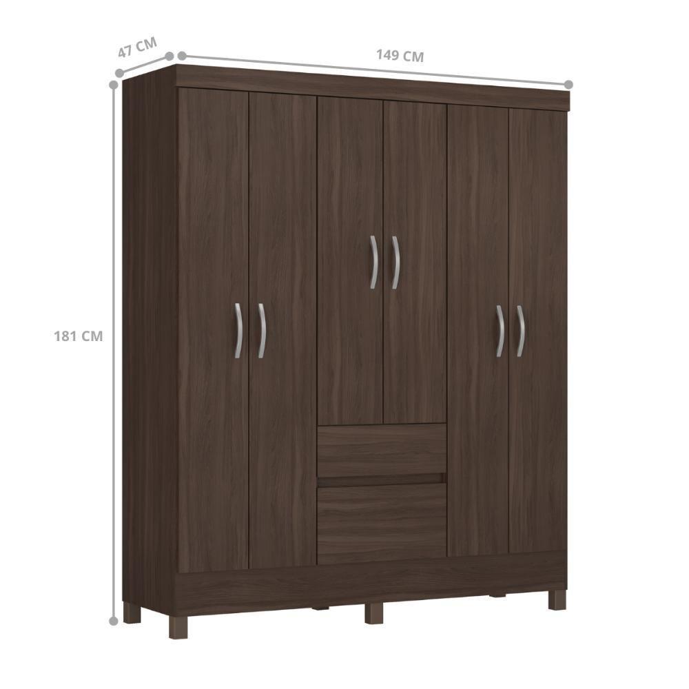 Conjunto Guarda Roupa 6 Portas E Sapateira Avila Cafe Touch - 4