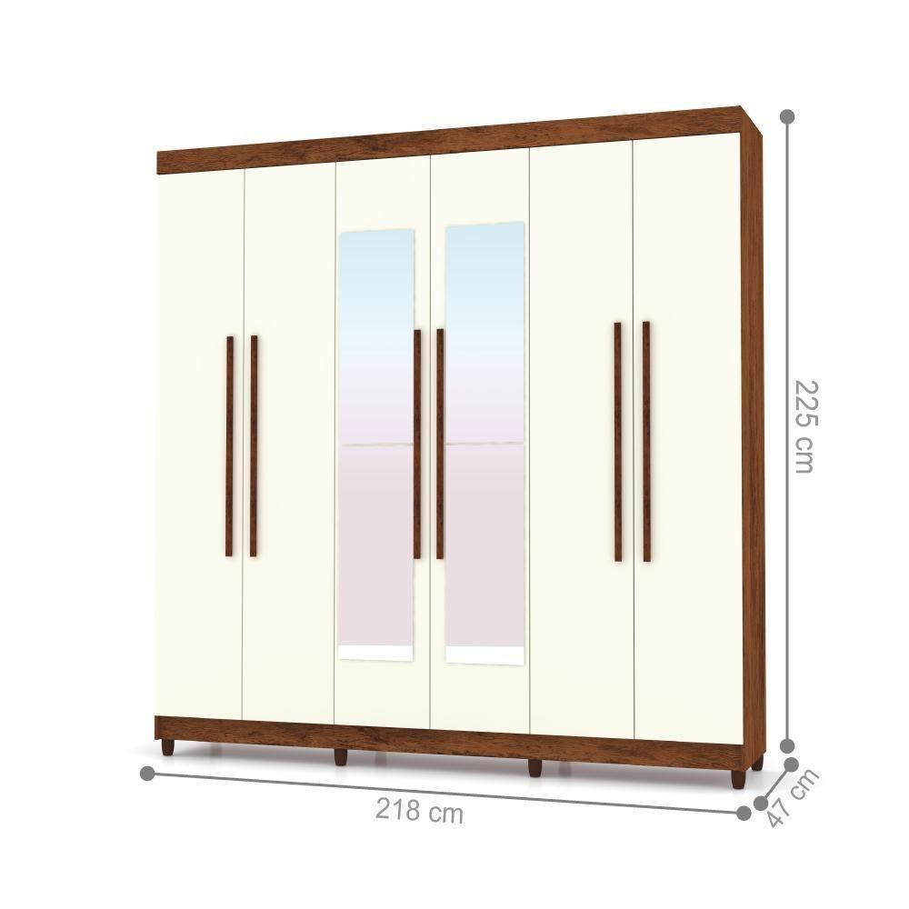 Guarda Roupa 6 Portas Com Espelho Audi Imbuia Champanhe - 2