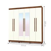 Guarda Roupa 6 Portas Com Espelho Audi Imbuia Champanhe - 2