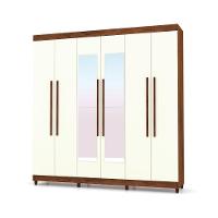 Guarda Roupa 6 Portas Com Espelho Audi Imbuia Champanhe - 3
