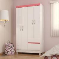 Conjunto Quarto Guarda Roupa E Comoda Vicenza Branco Rosa - 2