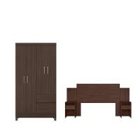 Conjunto Guarda Roupa 6 Portas E Cabeceira Serena Cafe Touch - 3