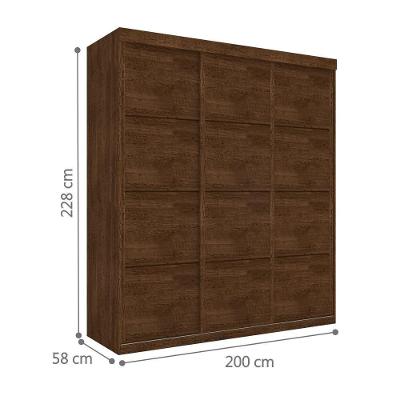Guarda Roupa Casal Paladino 3 Portas de Correr 3 Gavetas Malbec MDP
