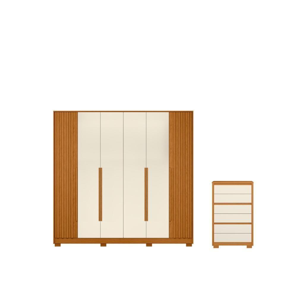 Conjunto Guarda Roupa E Cômoda Ilhéus Freijó Off White - 3