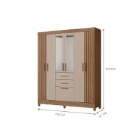 Conjunto Guarda Roupa Espelho E Comoda Fuji Carvalho Fendi