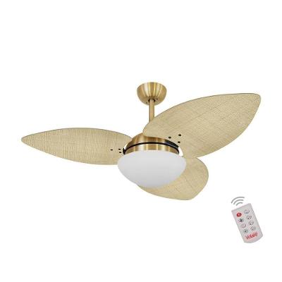 Ventilador de Teto Casa H Dormamu Dourado 3 Pás Palmae Natural com Controle Remoto 110V