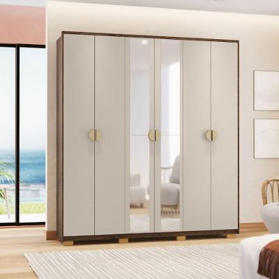 Guarda Roupa Casal Uruguai Nature Alasca 6 Portas 4 Gavetas Imbuia Fendi MDF Casa H