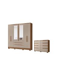 Conjunto Guarda Roupa E Comoda Saint German Carvalho Fendi - 3