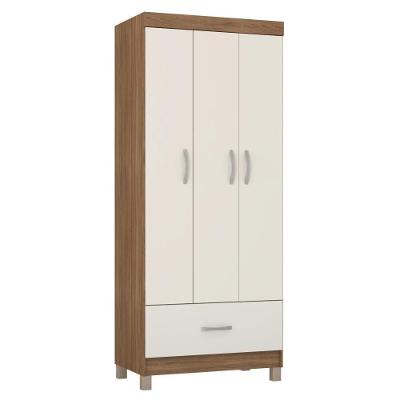 Guarda Roupa Solteiro Jones 3 Portas de Bater 1 Gaveta Amêndola-Off-White