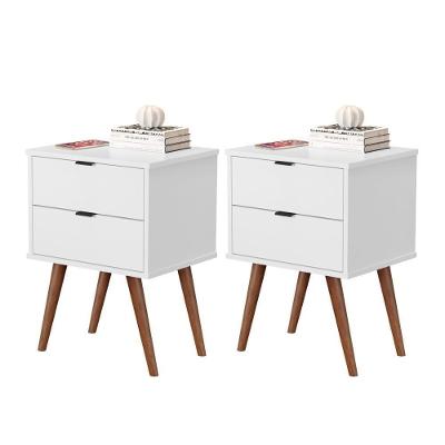 Conjunto Mesa De Cabeceira 2 Gavetas Geraldine Branco