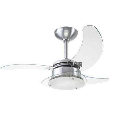 Ventilador de Teto Casa H Chanceler Alumínio 3 Pás Trasparentes Prata 3 Velocidades 220V