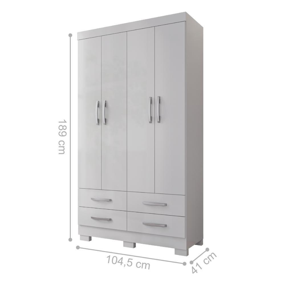 Guarda Roupa 4 Portas E 4 Gavetas Deventer Branco - 2