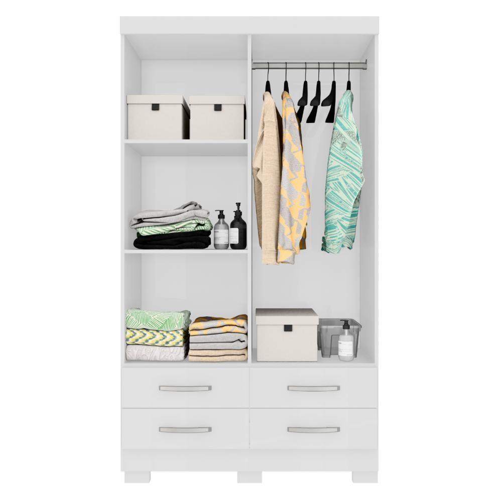 Guarda Roupa 4 Portas E 4 Gavetas Deventer Branco - 3
