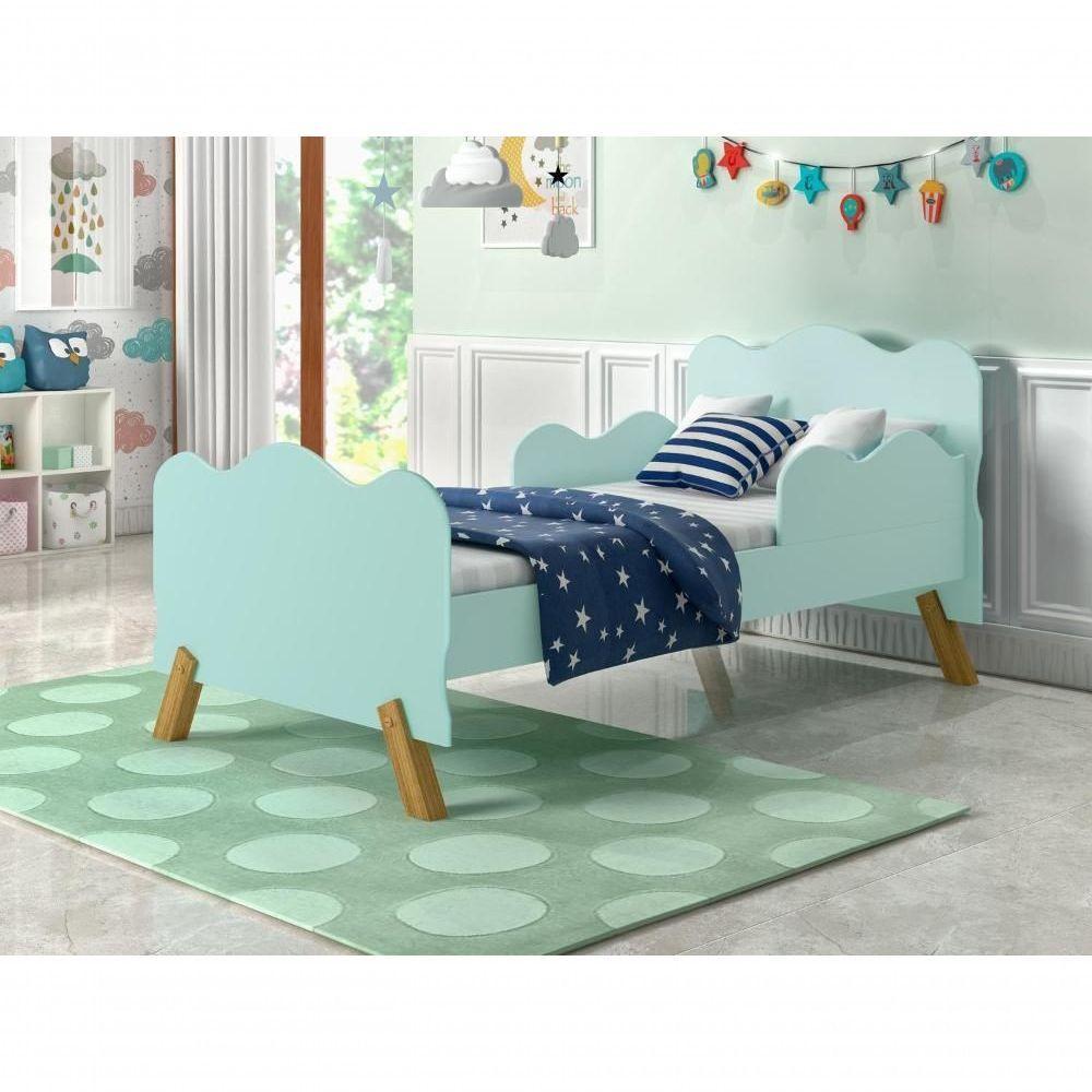 Cama Infantil Nuvem Verde Com Proteção Lateral E Colchão - 4