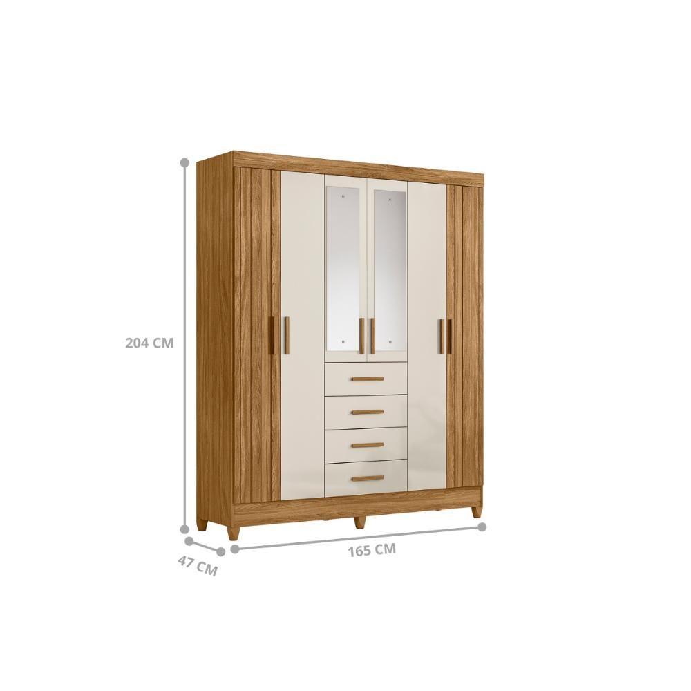 Conjunto Guarda Roupa Espelho E Comoda Lins Freijo Off White - 4